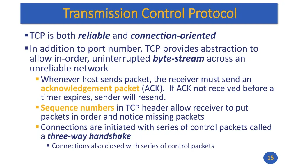 transmission control protocol transmission