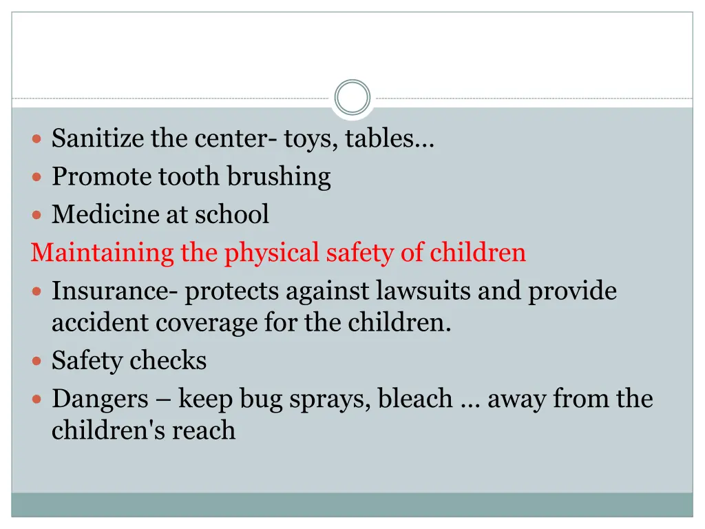 sanitize the center toys tables promote tooth