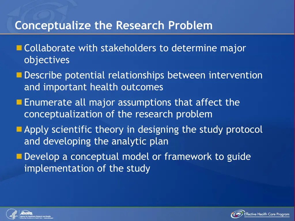 conceptualize the research problem