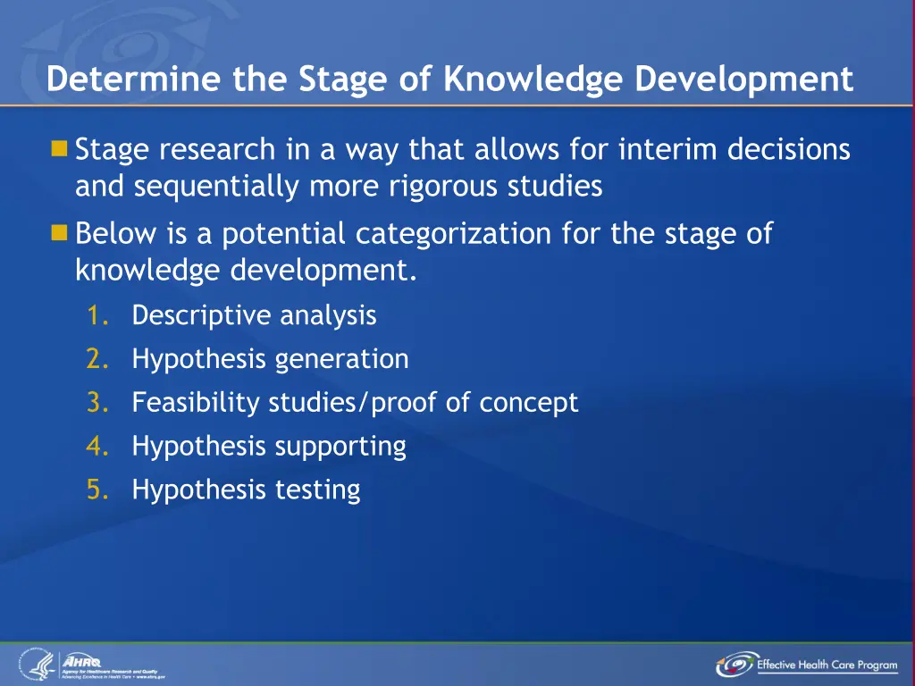 determine the stage of knowledge development