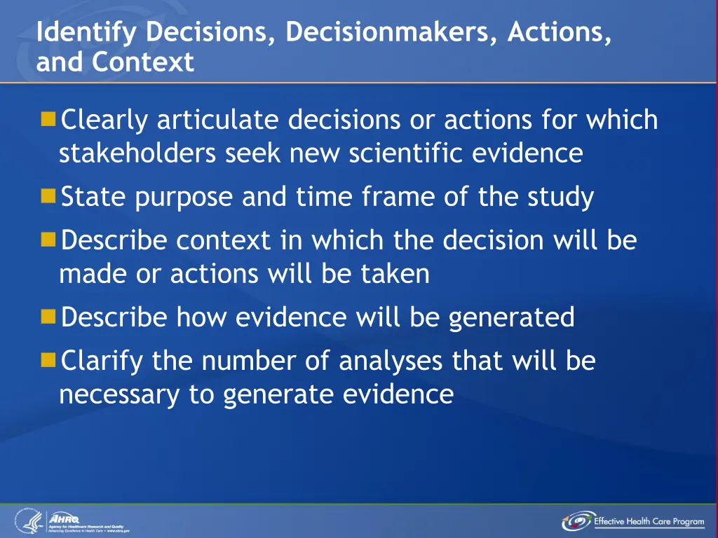 identify decisions decisionmakers actions