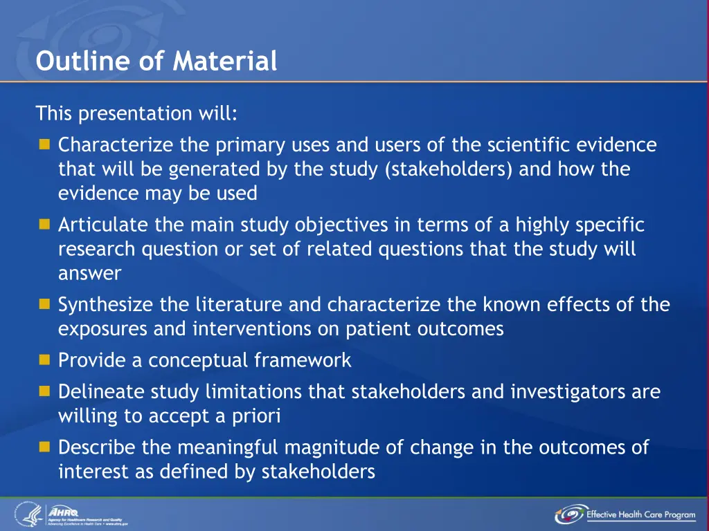 outline of material