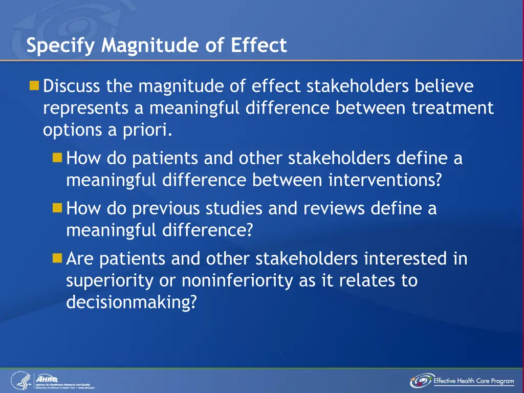 specify magnitude of effect