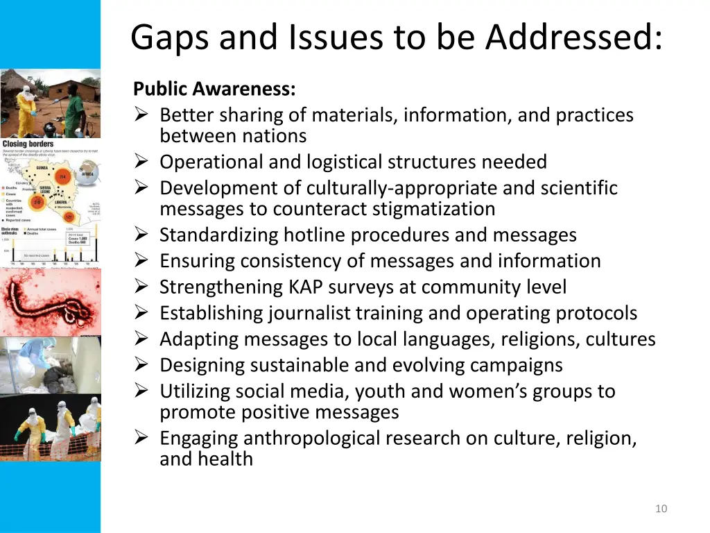 gaps and issues to be addressed