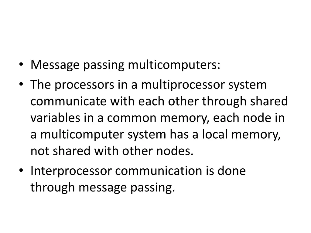 message passing multicomputers the processors