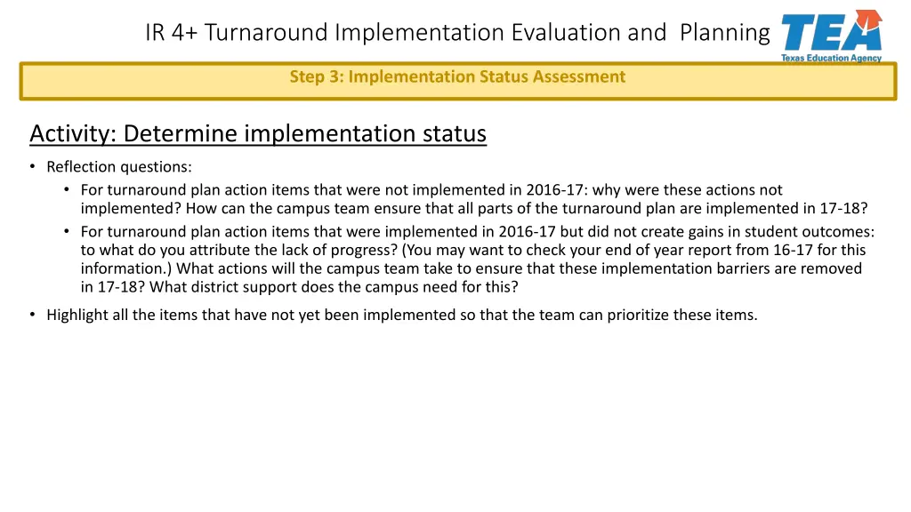 ir 4 turnaround implementation evaluation 16