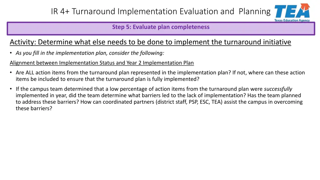ir 4 turnaround implementation evaluation 20