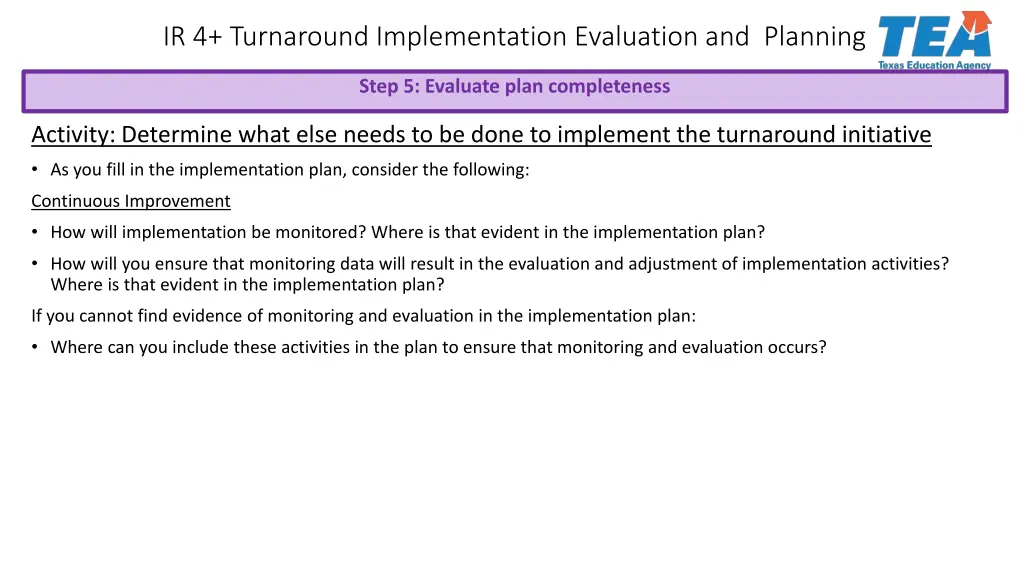 ir 4 turnaround implementation evaluation 22