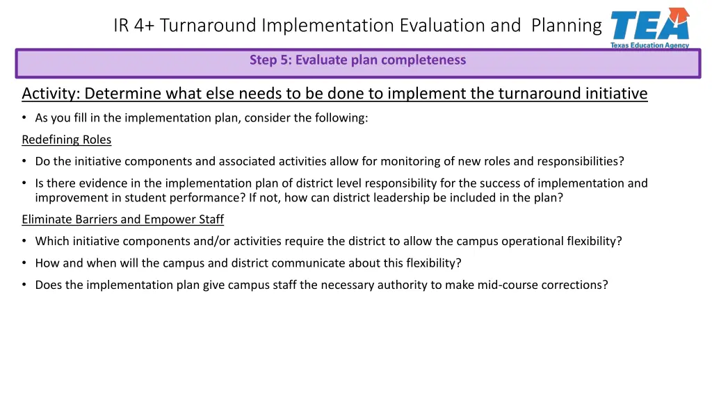 ir 4 turnaround implementation evaluation 24