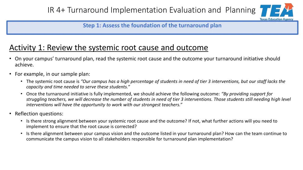 ir 4 turnaround implementation evaluation 3