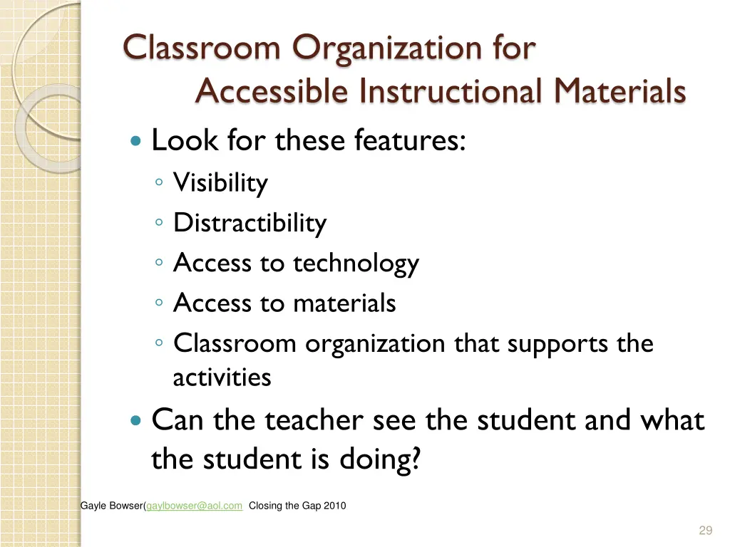 classroom organization for accessible