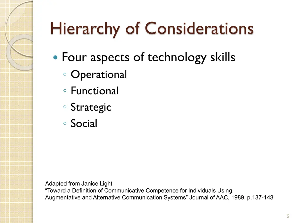 hierarchy of considerations