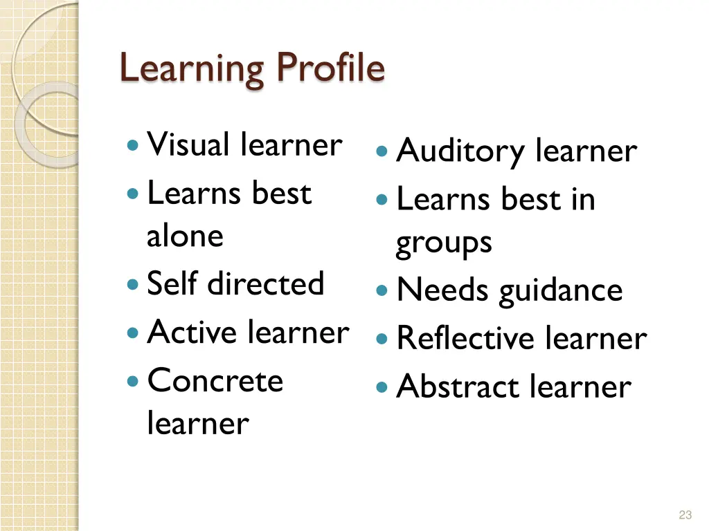 learning profile
