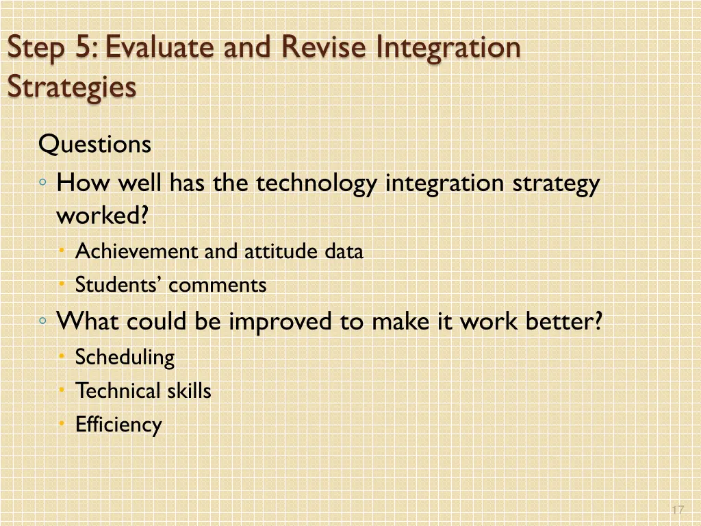 step 5 evaluate and revise integration strategies 1