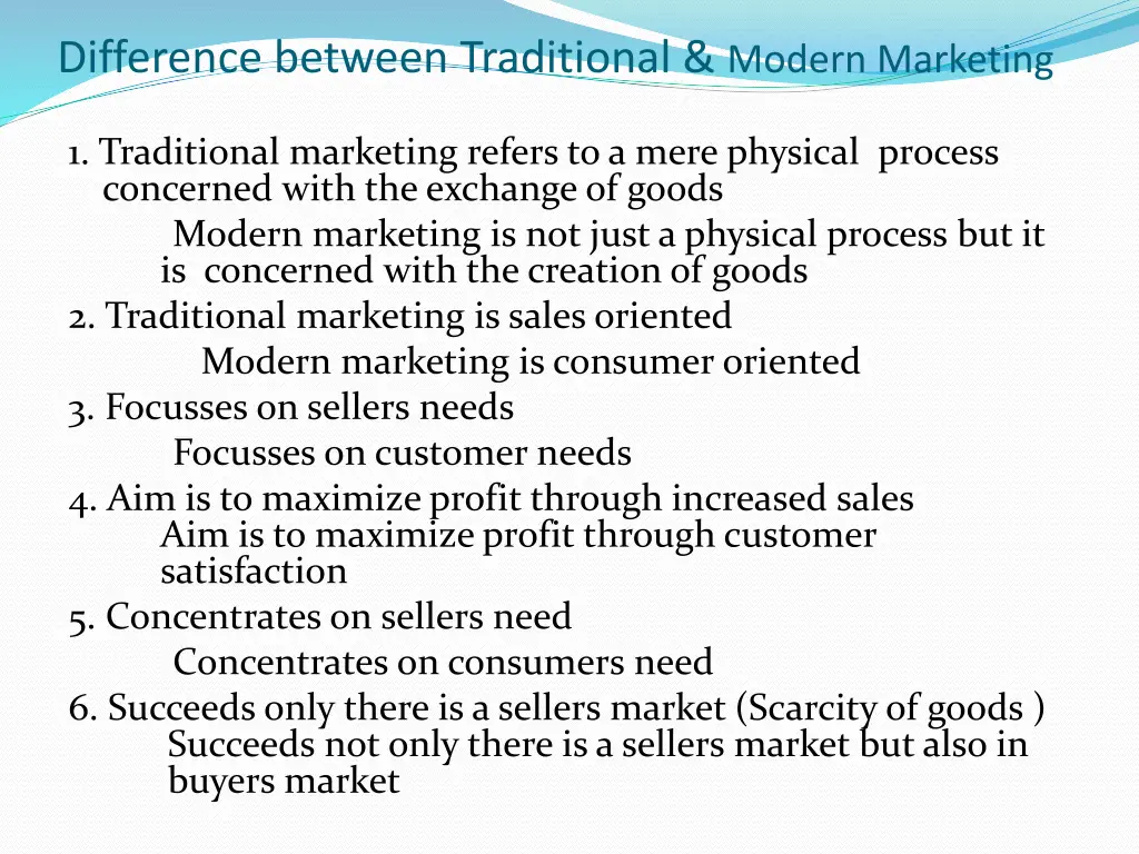 difference between traditional modern marketing