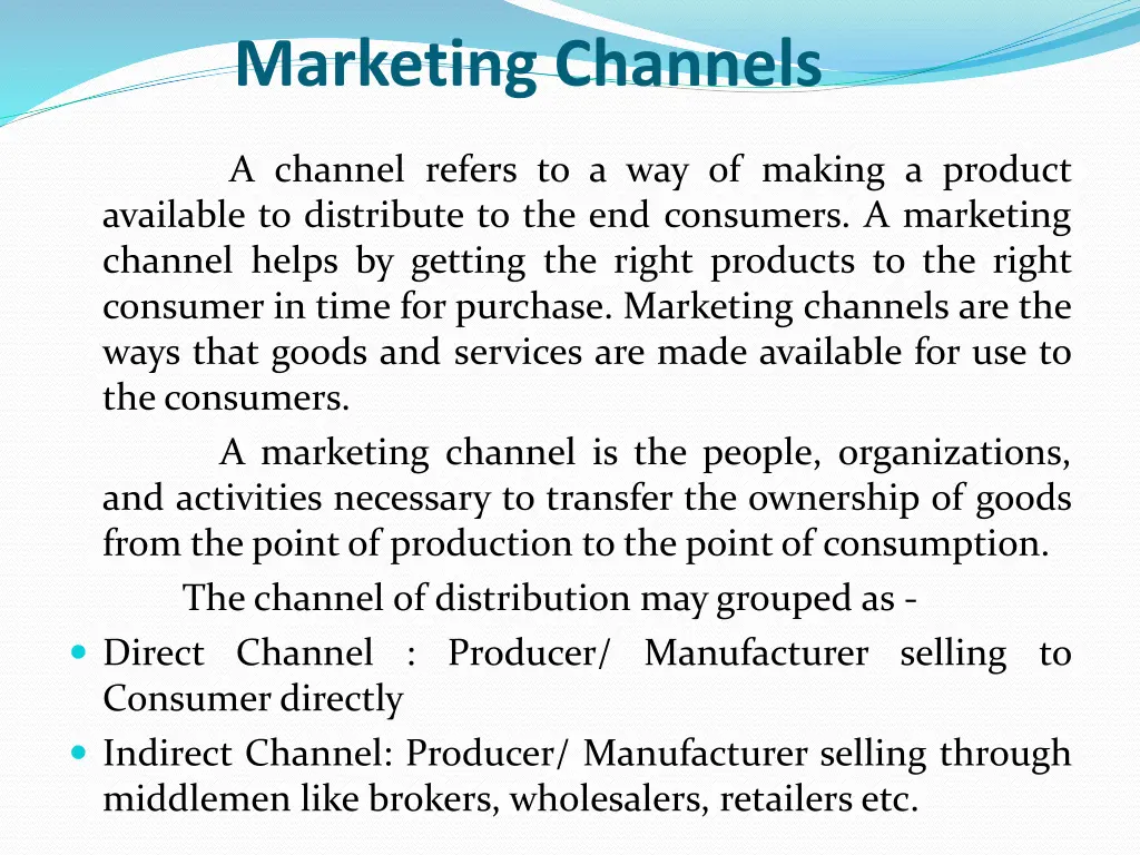 marketing channels