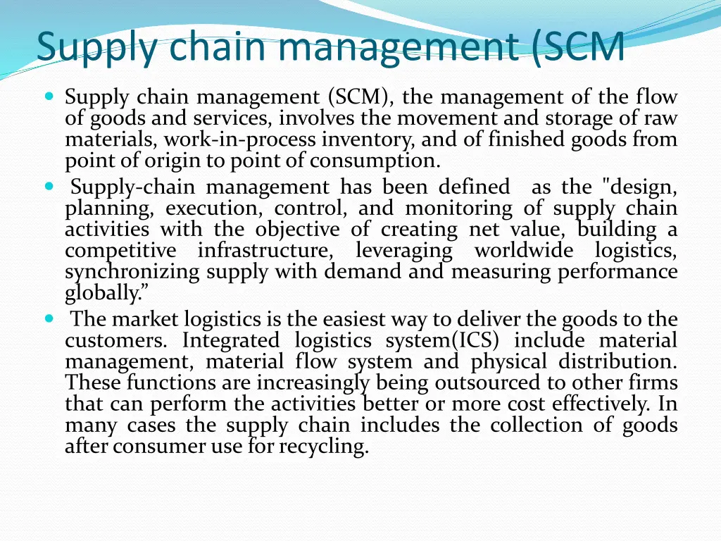 supply chain management scm