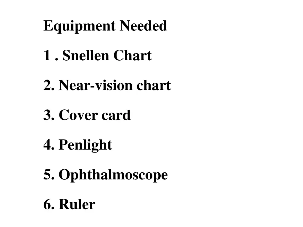 equipment needed