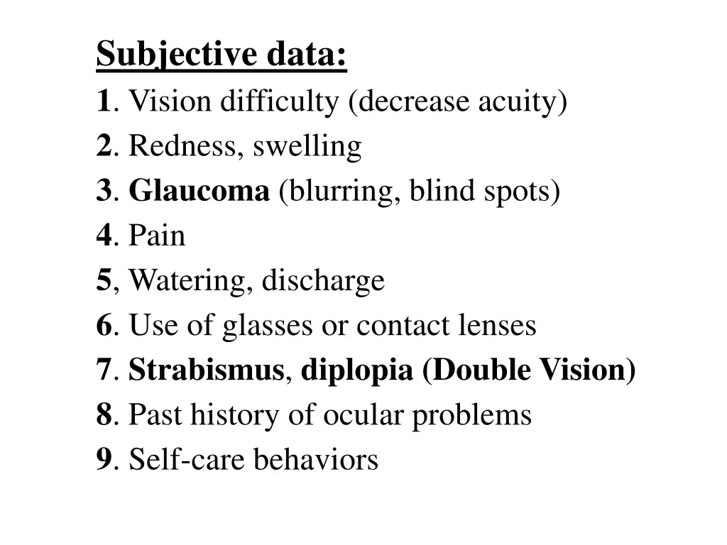 subjective data 1 vision difficulty decrease
