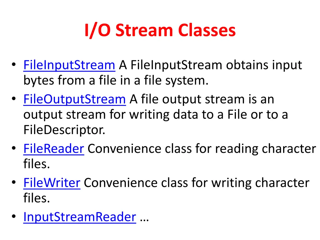 i o stream classes
