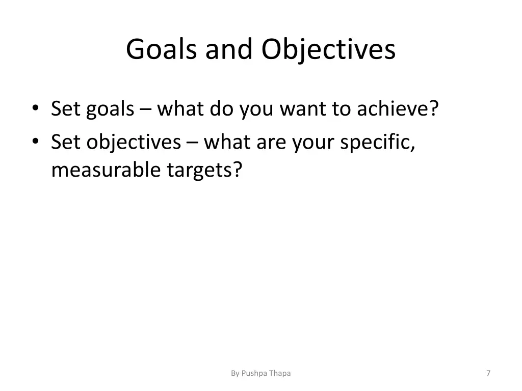 goals and objectives