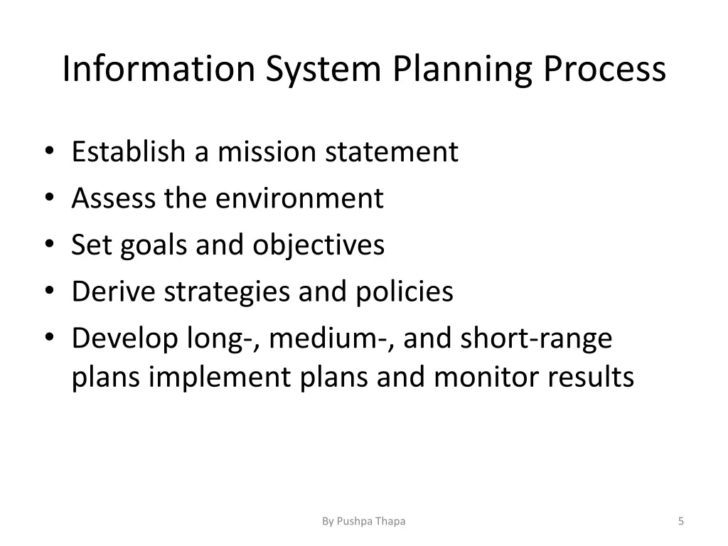 information system planning process