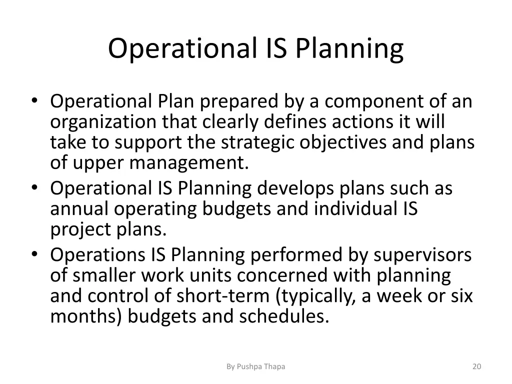 operational is planning