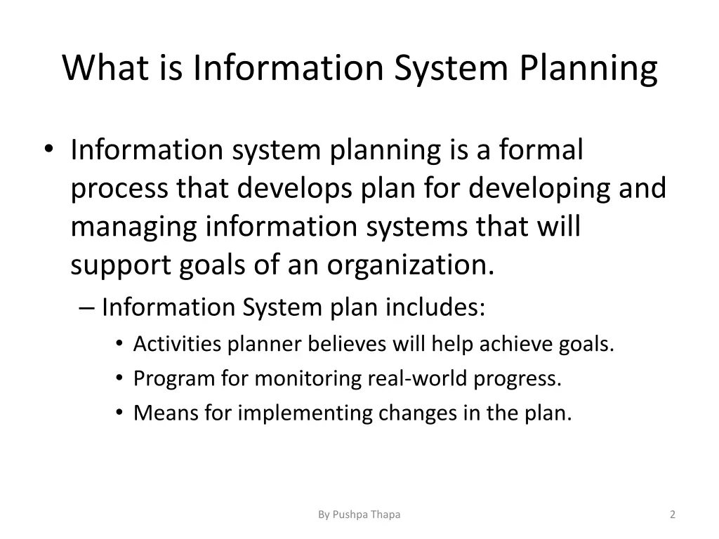 what is information system planning