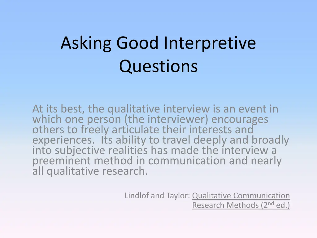 asking good interpretive questions