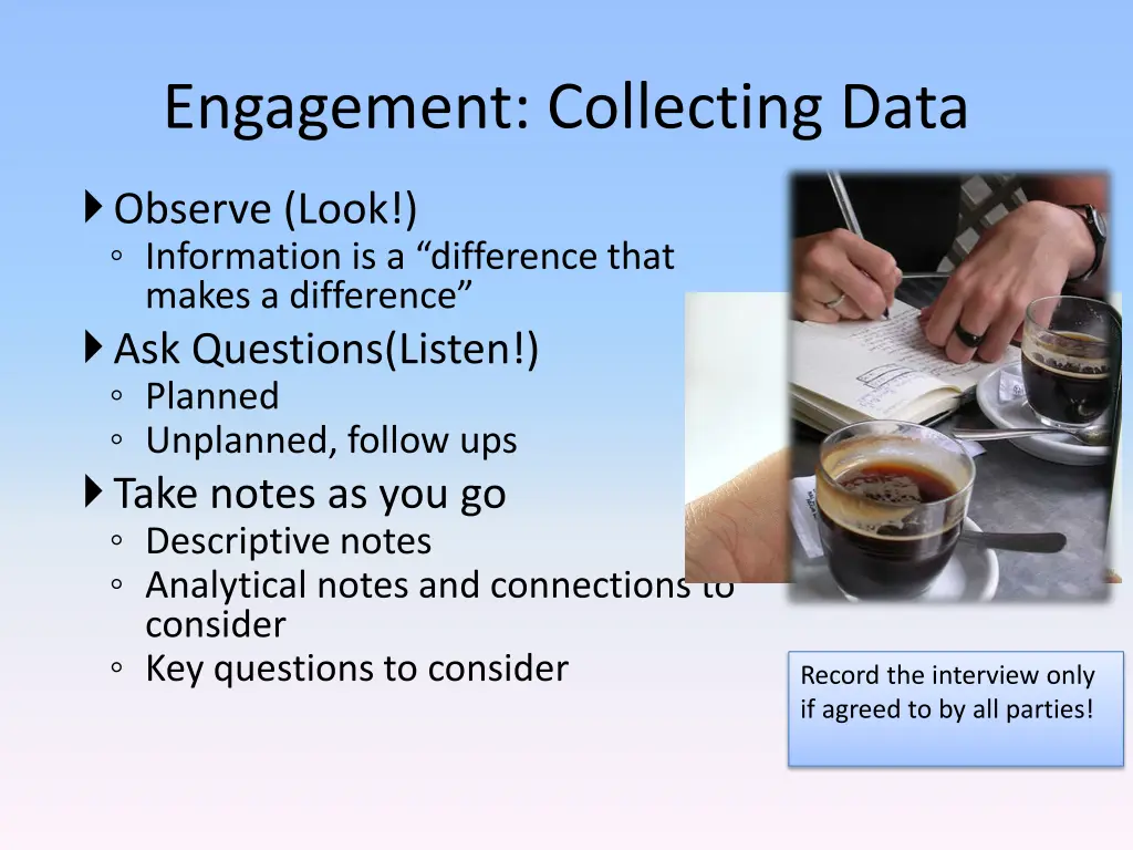 engagement collecting data