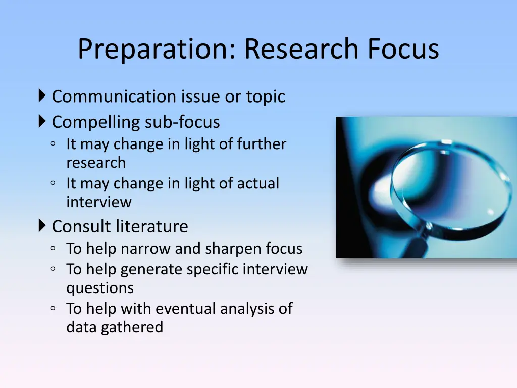 preparation research focus