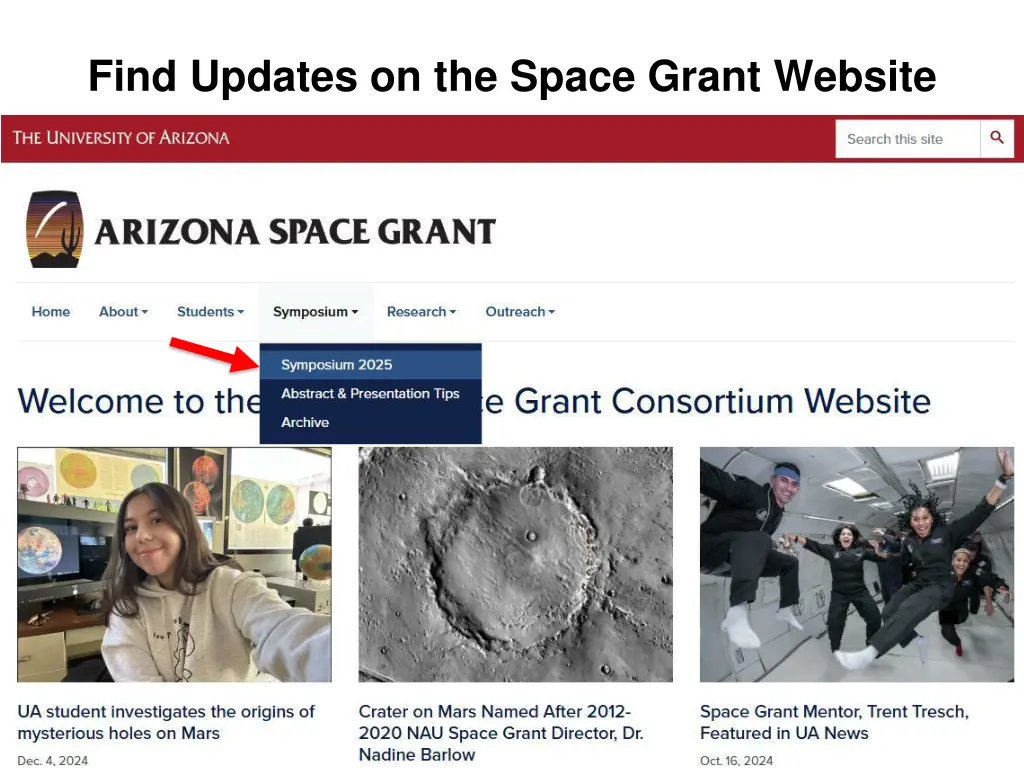find updates on the space grant website