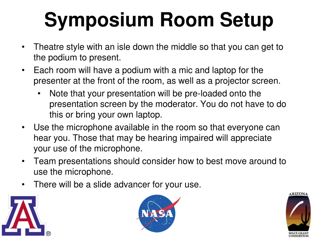 symposium room setup