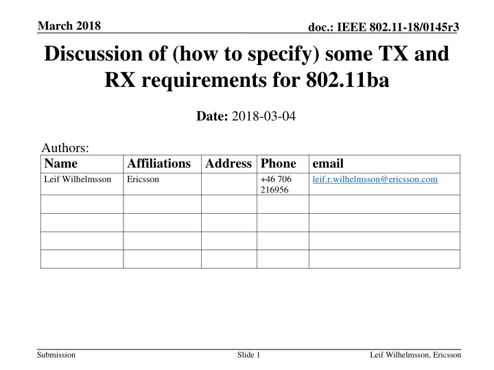 march 2018 discussion of how to specify some