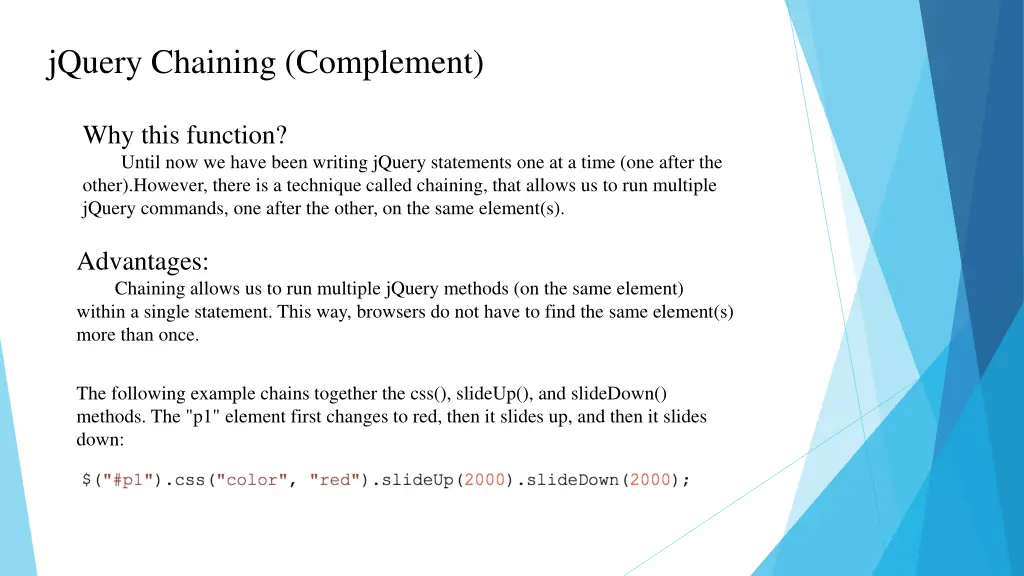 jquery chaining complement