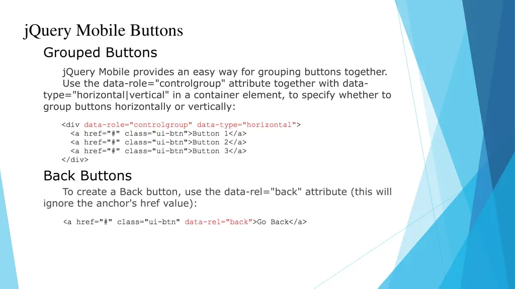 jquery mobile buttons grouped buttons