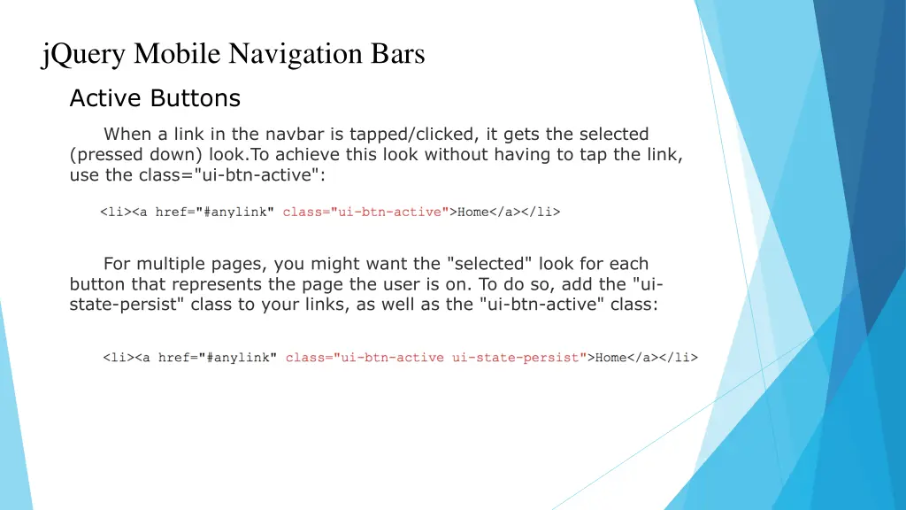 jquery mobile navigation bars 2