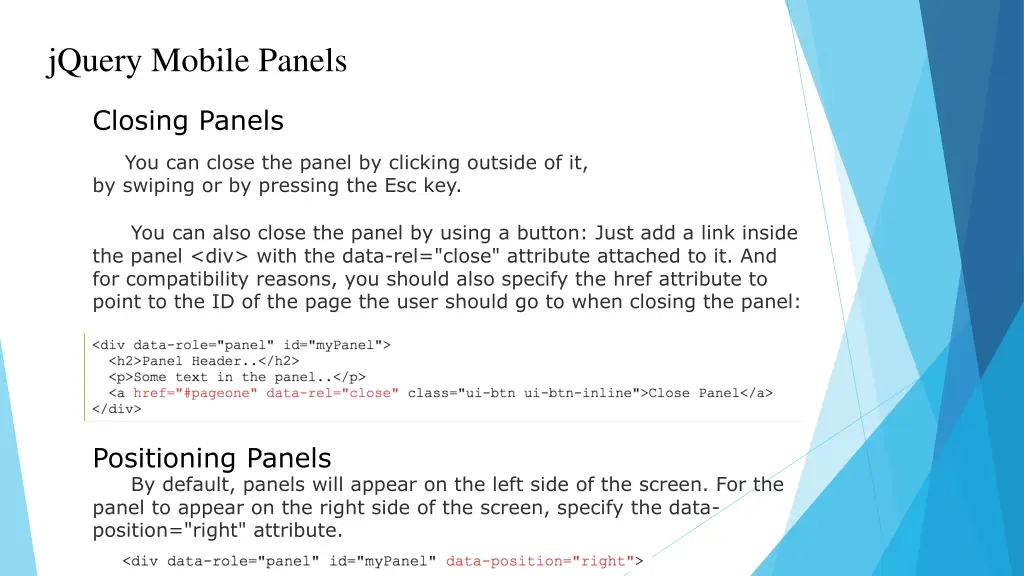 jquery mobile panels 1