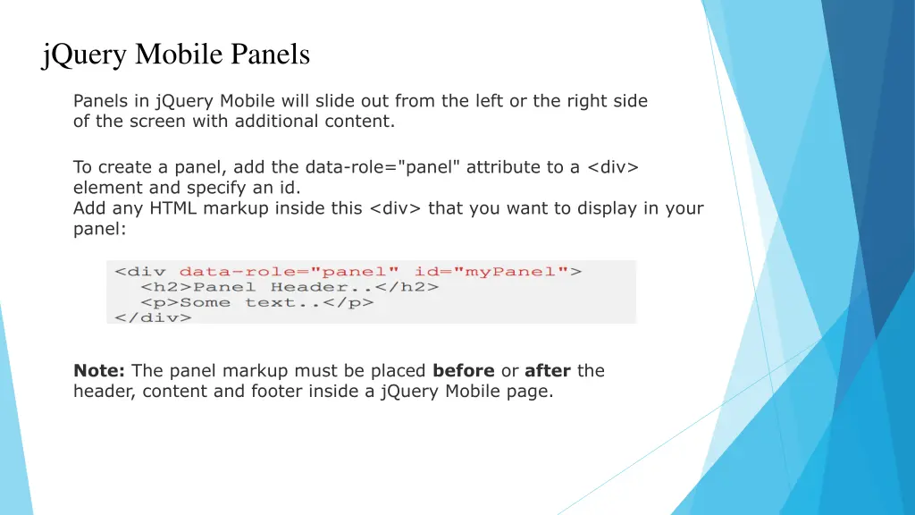 jquery mobile panels