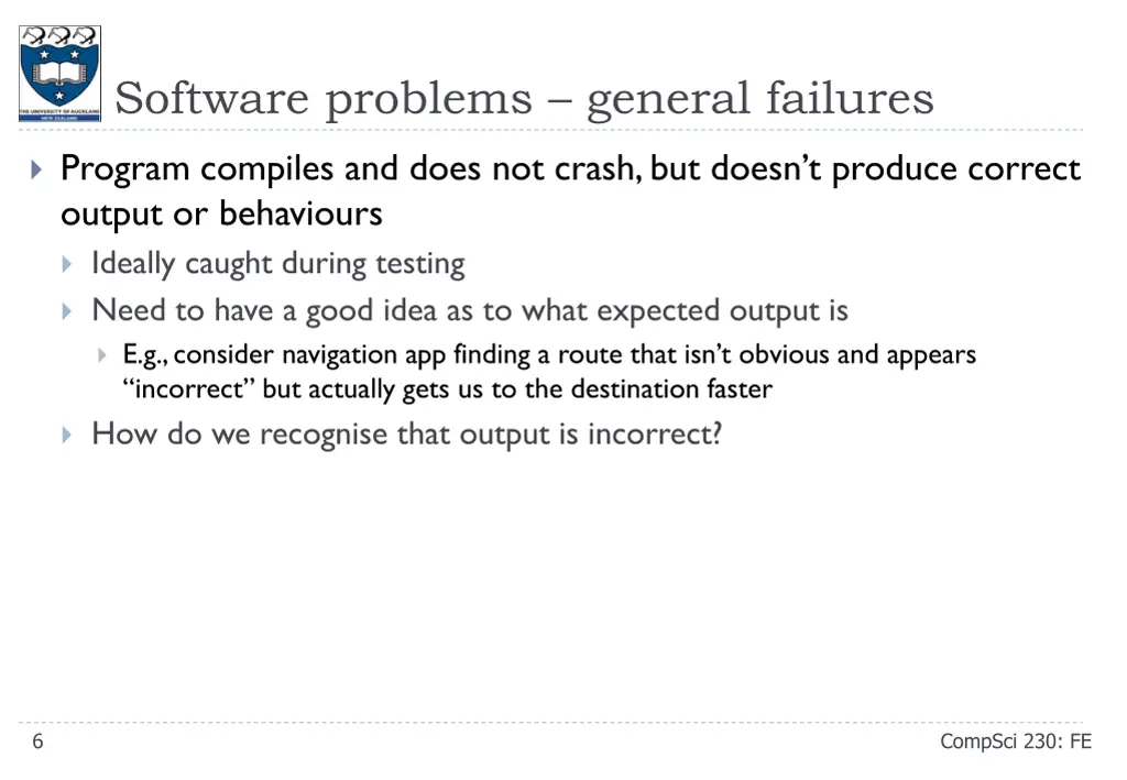 software problems general failures