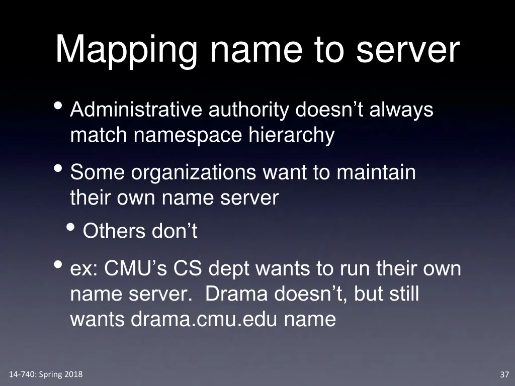 mapping name to server
