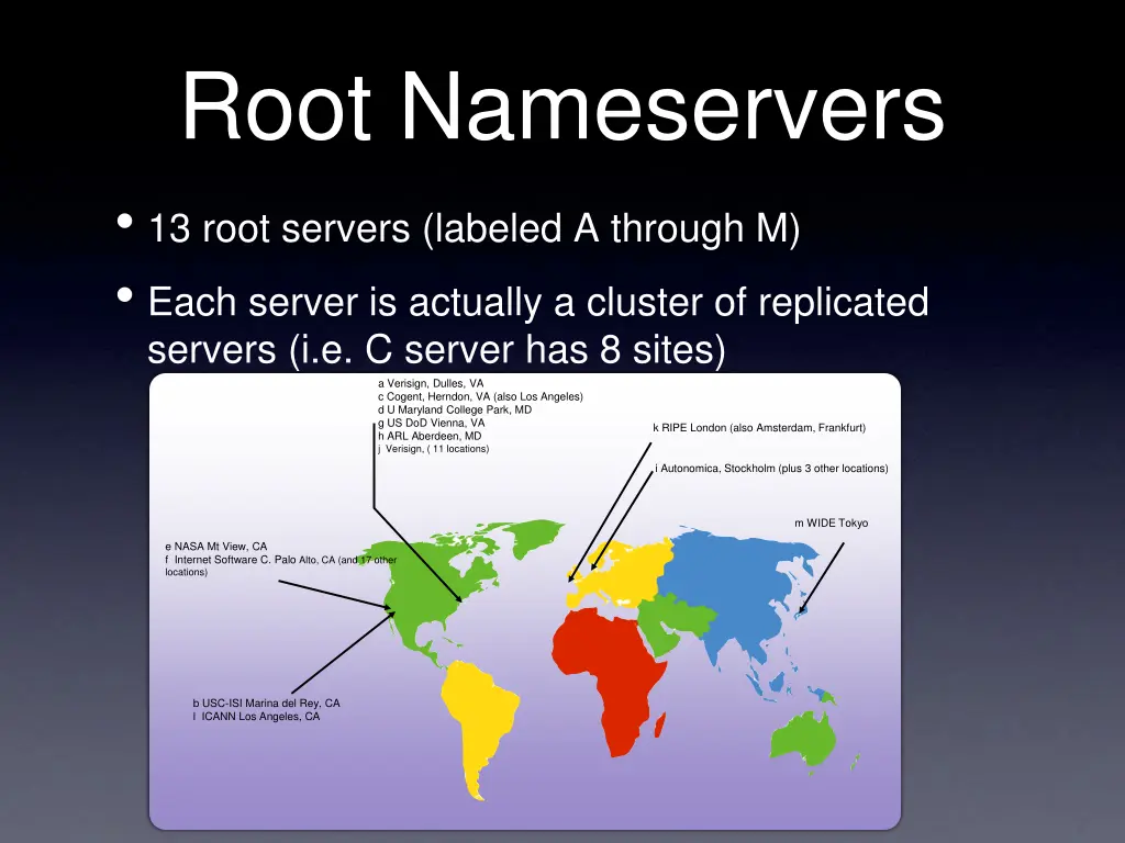 root nameservers 13 root servers labeled