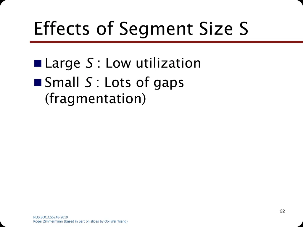 effects of segment size s