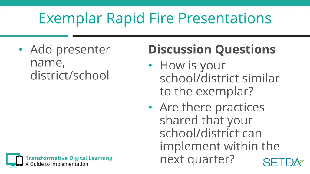 exemplar rapid fire presentations
