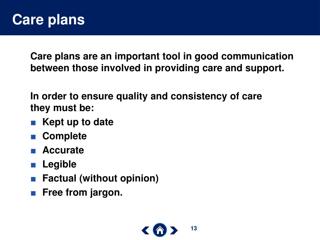 care plans