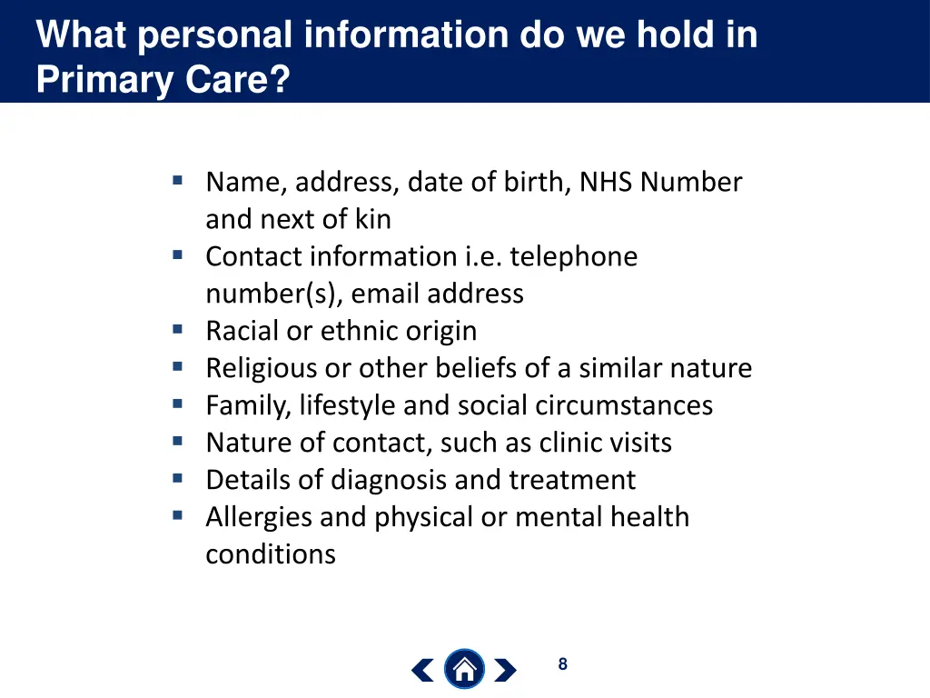 what personal information do we hold in primary