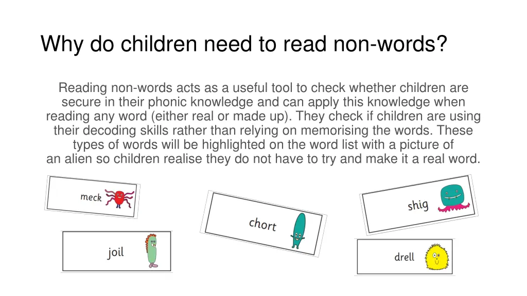 why do children need to read non words