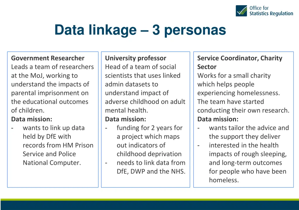 data linkage 3 personas