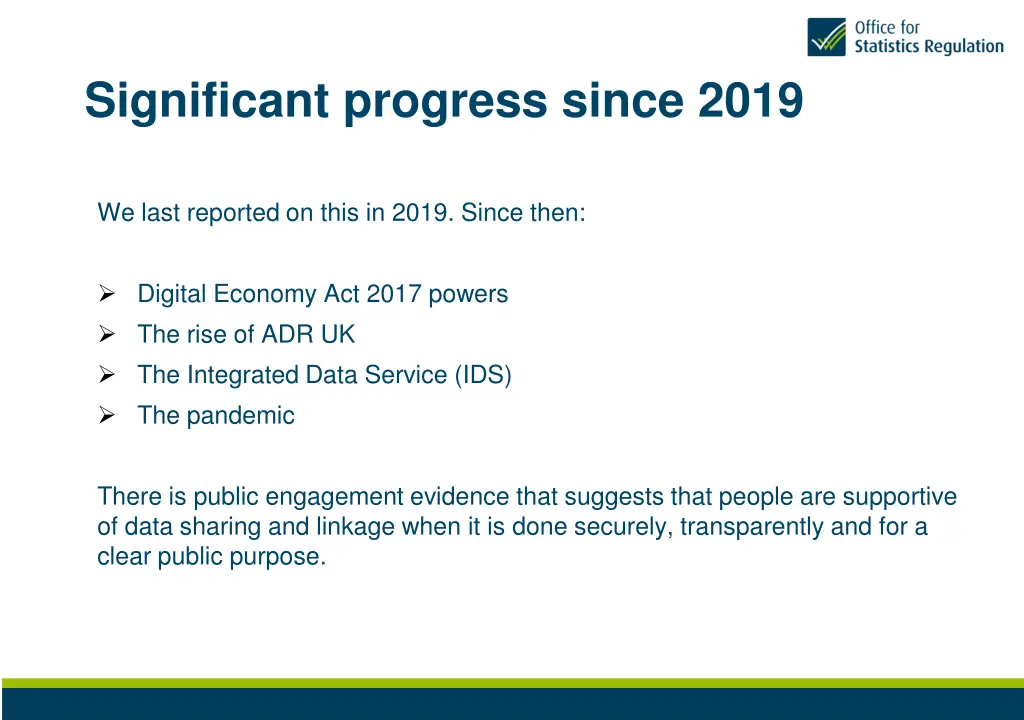 significant progress since 2019