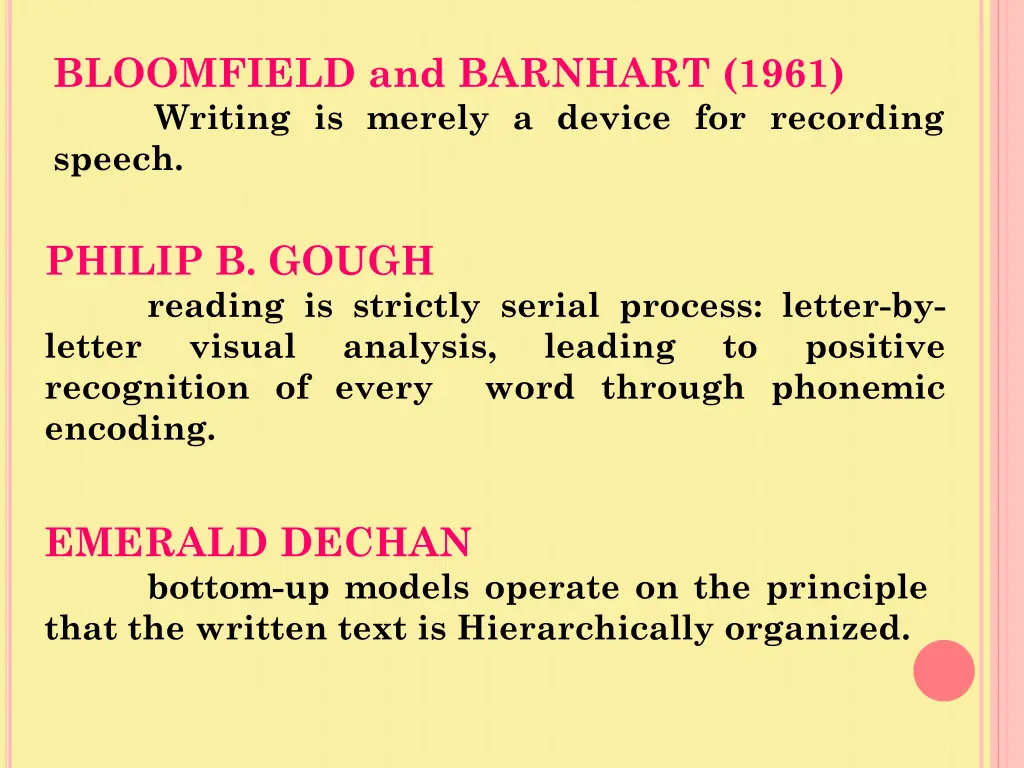 bloomfield and barnhart 1961 writing is merely